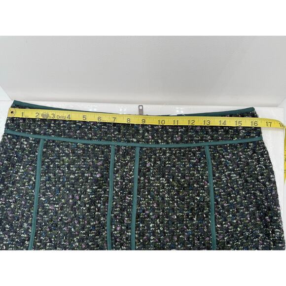 J. Crew Wool Mohair Blend Tweed Short Mini Skirt Lined NEW Size 10 Black Green - Picture 6 of 10